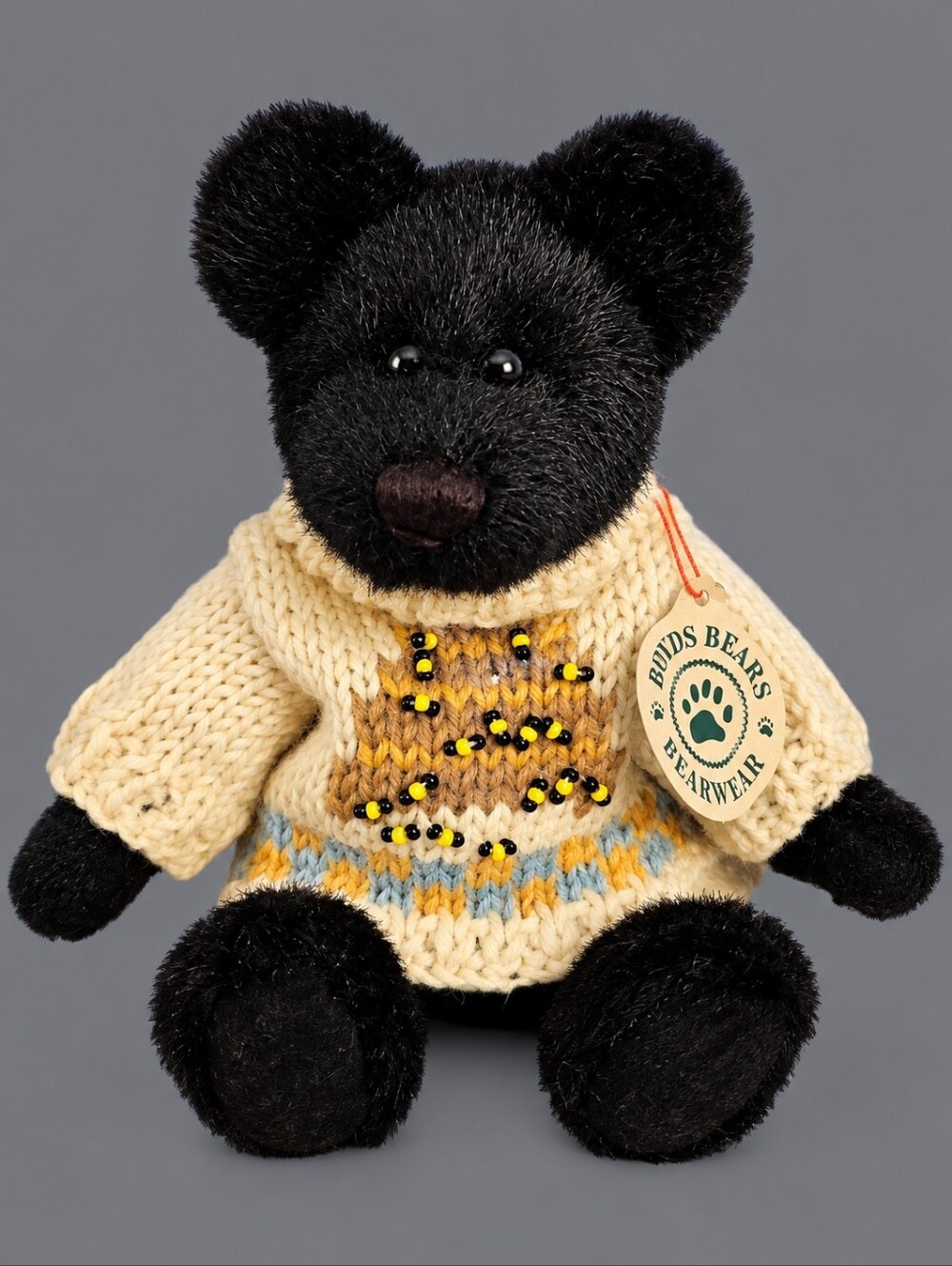 BOYDS BEARS Blackstone Plush Jointed Bear in Cream Knit Sweater